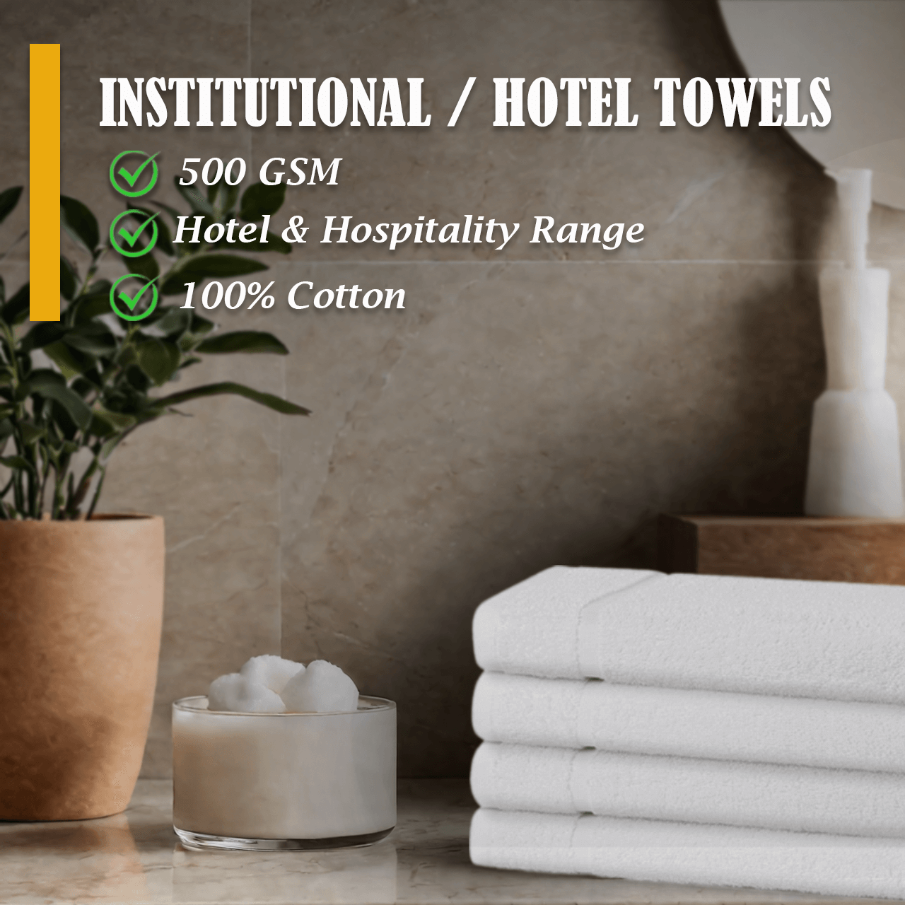 500 GSM 100% Cotton Institutional Towels
