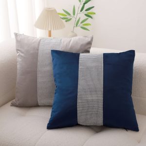 Diamond Stripe Quilted Velvet Cushion Covers